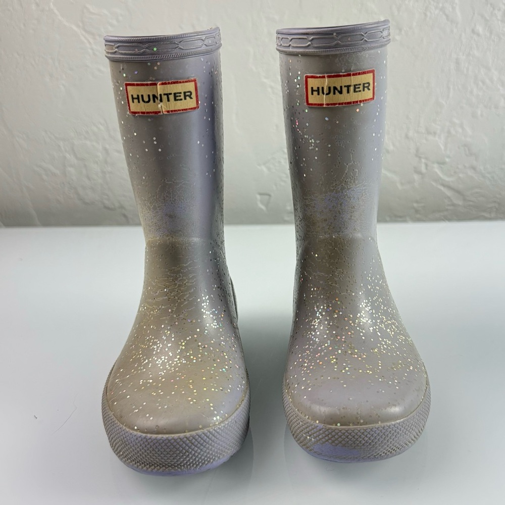 Hunter Rain Boots Kids First‎ Classic Glitter Purple Lavender Sparkle Rubber